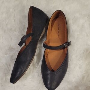 Lucky Brand Sz9 Black Leather Mary Jane Flats